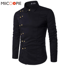 Load image into Gallery viewer, Spring Shirts Men Personality Oblique Button Irregular Double Breasted Men  Long Sleeve Camisa Masculina Male Slim Fit Shirt
