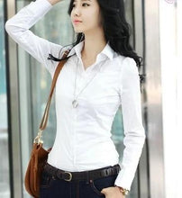 Load image into Gallery viewer, Spring Summer Blouse Shirt Soild White Elegant Women Office Clothing Brand Female Roupas Blusas Femininas Casual Blouses Tops
