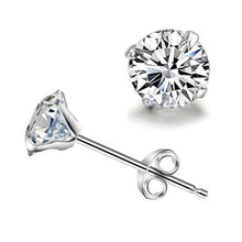 画像をギャラリービューアに読み込む, Stud Earrings For Women 4-8mm S925 Sterling Silver Fine Jewelry Classic Simple Cubic Zirconia Bridal Wedding Bijoux Aretes
