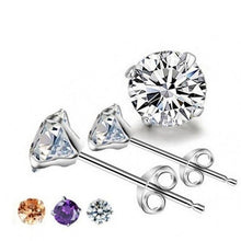 画像をギャラリービューアに読み込む, Stud Earrings For Women 4-8mm S925 Sterling Silver Fine Jewelry Classic Simple Cubic Zirconia Bridal Wedding Bijoux Aretes
