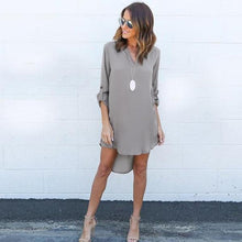Load image into Gallery viewer, Summer Autumn Long Blouse Women Casual Loose Shirt V-Neck Long Sleeve Slim Inregular Chiffon Shirt Female Blusa Tops 2XL
