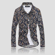 Load image into Gallery viewer, T-Bird Men Shirt 2018 Spring Summer Long Sleeve Flower Print Hawaii Shirt Camisa Masculina Brand Male High Quality Dress Shirt
