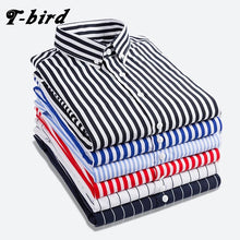 Load image into Gallery viewer, T-bird Shirt Men 2018 New Striped Long Sleeves Mens Dress Shirts Camisa Masculina Spring Summer Brand Casual Male Shirt Tops 5XL
