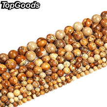 Load image into Gallery viewer, TopGoods Wholesale Natural Picture Jasper Stone  Brown Loose Beads for Jewelry Making Bracelet Pick Size 4 6 8 10mm
