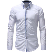 画像をギャラリービューアに読み込む, Vibrant Slim Fit Double Button-down Collar Solid Dress Shirts Mens Clothes 2018 Long Sleeve Mans Shirts Casual Male Social Shirt
