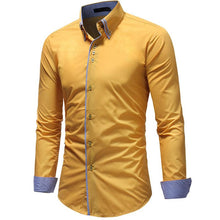 画像をギャラリービューアに読み込む, Vibrant Slim Fit Double Button-down Collar Solid Dress Shirts Mens Clothes 2018 Long Sleeve Mans Shirts Casual Male Social Shirt
