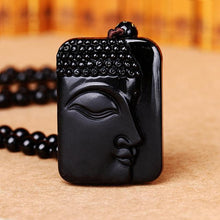 Load image into Gallery viewer, Yumten Natural Obsidian Necklaces Wolf Head Pendant Black Beaded Chain Women Party Accessories Male Classic Ornaments Animal Fox
