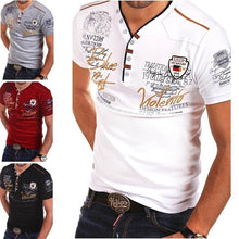 Load image into Gallery viewer, Zogaa Brand 2018 Summer Mens Shirt Short sleeve Fashion V-neck cotton shirts slim Fit men Tops Casual Male Shirt Printed Tees
