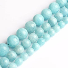 Load image into Gallery viewer, gem beads genuine aquamarina round stone beads for jewelry making 15inches/strand 6/8/10/12mm pick size free shipping
