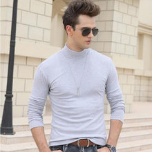 Load image into Gallery viewer, men winter t shirt long sleeve half turtleneck tshirt man fashion slim t-shirts autumn and spring tops t-shirts clothes tshirts
