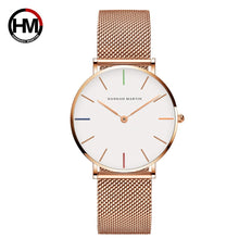 이미지를 갤러리 뷰어에 로드 , Japan Quartz Movement High Quality 36mm hannah Martin Women Stainless Steel Mesh Rose Gold Waterproof Ladies Watch Dropshipping

