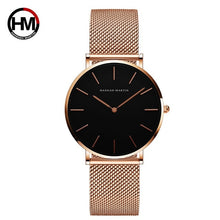 이미지를 갤러리 뷰어에 로드 , Japan Quartz Movement High Quality 36mm hannah Martin Women Stainless Steel Mesh Rose Gold Waterproof Ladies Watch Dropshipping
