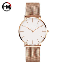 이미지를 갤러리 뷰어에 로드 , Japan Quartz Movement High Quality 36mm hannah Martin Women Stainless Steel Mesh Rose Gold Waterproof Ladies Watch Dropshipping

