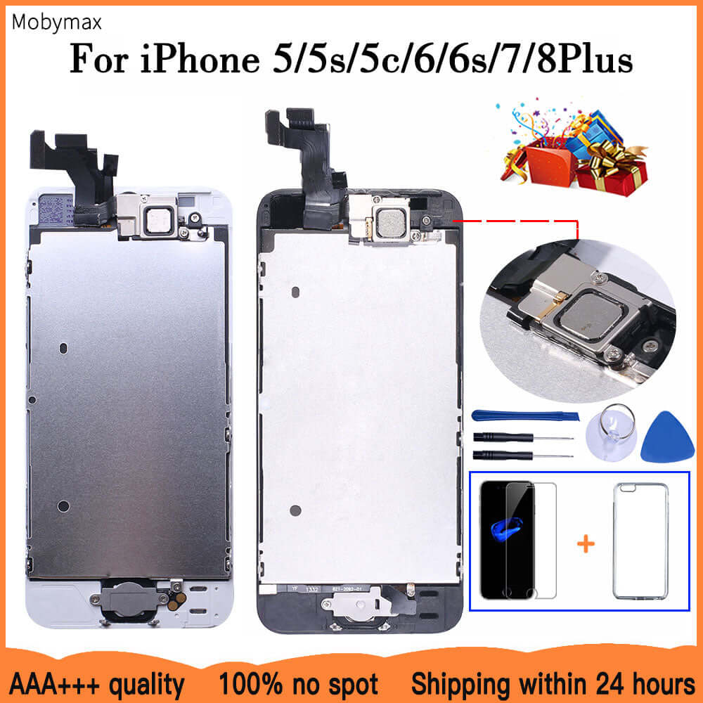 AAA+++ LCD Full Assembly For iPhone 5 5C 5S SE 6 7 8 Plus Touch Glass Display LCD Digitizer Replacement+Front Camera+Ear Speaker