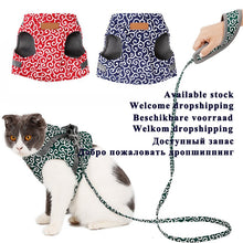 Загрузить изображение в средство просмотра галереи, Pet Dog Cat Vest Outdoor Travel Harness Leash Set for Puppy Cat Rabbit Floral Pattern Kitten Walking Harnesses Pet Cat Products
