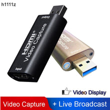 Load image into Gallery viewer, H1111Z 4K Video Capture Card USB3.0 2.0 HDMI Video Grabber Record Box for PS4 Game DVD Camcorder Camera Recording Live Streaming
