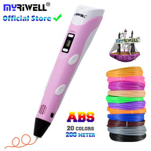 Load image into Gallery viewer, Myriwell 3D Pen DIY 3D Printer Pen Drawing Pens 3d Printing Best for Kids With ABS Filament 1.75mm Christmas Birthday Gift
