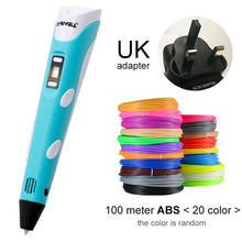 Load image into Gallery viewer, Myriwell 3D Pen DIY 3D Printer Pen Drawing Pens 3d Printing Best for Kids With ABS Filament 1.75mm Christmas Birthday Gift
