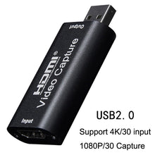 Load image into Gallery viewer, H1111Z 4K Video Capture Card USB3.0 2.0 HDMI Video Grabber Record Box for PS4 Game DVD Camcorder Camera Recording Live Streaming

