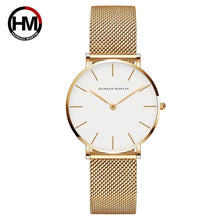 이미지를 갤러리 뷰어에 로드 , Japan Quartz Movement High Quality 36mm hannah Martin Women Stainless Steel Mesh Rose Gold Waterproof Ladies Watch Dropshipping

