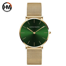 이미지를 갤러리 뷰어에 로드 , Japan Quartz Movement High Quality 36mm hannah Martin Women Stainless Steel Mesh Rose Gold Waterproof Ladies Watch Dropshipping
