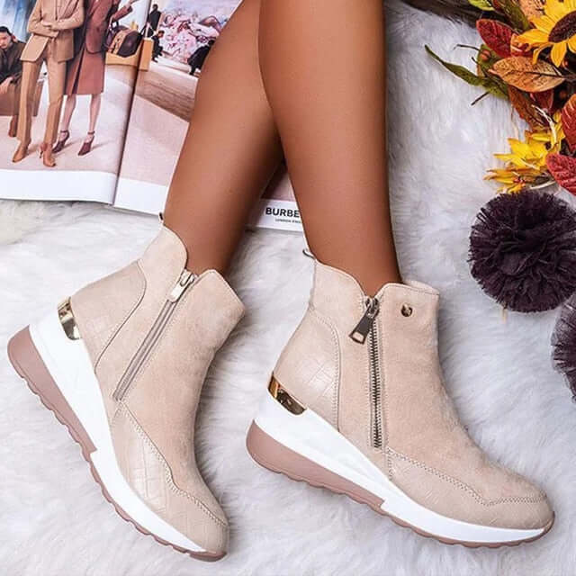 2020 New Suede Women Shoes Fashion Casual Women Shoes Comfortable Zipper Sneakers Waterproof High Top Platform Women Shoes