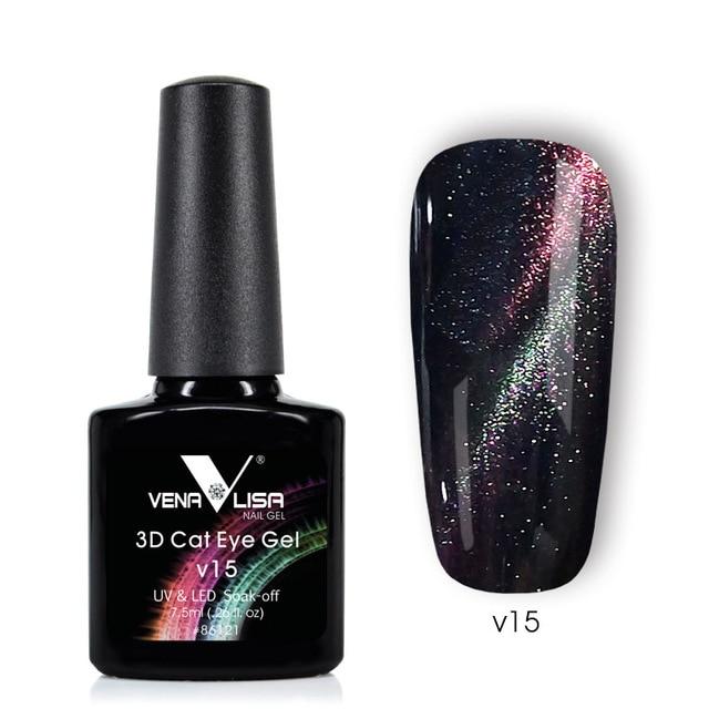New Nail Art Design Venalisa New 3D Change Color Magic magnetism Cat Eyes Gel Polish 3D Magnetic Cat Gel Polish Top Coat Varnish