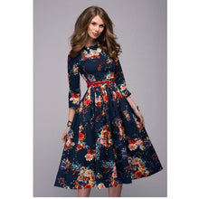 Load image into Gallery viewer, Women casual knee-length dress 2018 new arrival long sleeve printing summer dress for offical lady Women loose vestidos
