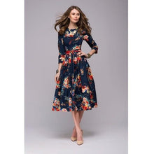 Load image into Gallery viewer, Women casual knee-length dress 2018 new arrival long sleeve printing summer dress for offical lady Women loose vestidos
