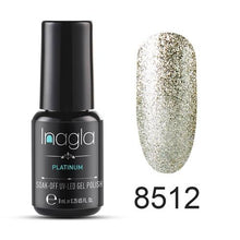 이미지를 갤러리 뷰어에 로드 , Inagla Nail Art 8ml Shining Glitter Starry Platinum Paint Gel Crystal Lacquer Nail Art Soak off Platinum UV LED Gel Nail Polish
