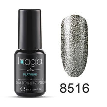 이미지를 갤러리 뷰어에 로드 , Inagla Nail Art 8ml Shining Glitter Starry Platinum Paint Gel Crystal Lacquer Nail Art Soak off Platinum UV LED Gel Nail Polish
