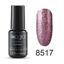 이미지를 갤러리 뷰어에 로드 , Inagla Nail Art 8ml Shining Glitter Starry Platinum Paint Gel Crystal Lacquer Nail Art Soak off Platinum UV LED Gel Nail Polish
