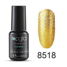 이미지를 갤러리 뷰어에 로드 , Inagla Nail Art 8ml Shining Glitter Starry Platinum Paint Gel Crystal Lacquer Nail Art Soak off Platinum UV LED Gel Nail Polish

