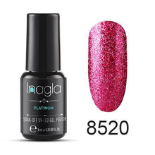 이미지를 갤러리 뷰어에 로드 , Inagla Nail Art 8ml Shining Glitter Starry Platinum Paint Gel Crystal Lacquer Nail Art Soak off Platinum UV LED Gel Nail Polish
