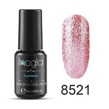 이미지를 갤러리 뷰어에 로드 , Inagla Nail Art 8ml Shining Glitter Starry Platinum Paint Gel Crystal Lacquer Nail Art Soak off Platinum UV LED Gel Nail Polish
