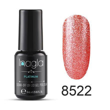 이미지를 갤러리 뷰어에 로드 , Inagla Nail Art 8ml Shining Glitter Starry Platinum Paint Gel Crystal Lacquer Nail Art Soak off Platinum UV LED Gel Nail Polish
