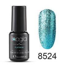 이미지를 갤러리 뷰어에 로드 , Inagla Nail Art 8ml Shining Glitter Starry Platinum Paint Gel Crystal Lacquer Nail Art Soak off Platinum UV LED Gel Nail Polish
