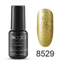 이미지를 갤러리 뷰어에 로드 , Inagla Nail Art 8ml Shining Glitter Starry Platinum Paint Gel Crystal Lacquer Nail Art Soak off Platinum UV LED Gel Nail Polish
