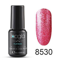 이미지를 갤러리 뷰어에 로드 , Inagla Nail Art 8ml Shining Glitter Starry Platinum Paint Gel Crystal Lacquer Nail Art Soak off Platinum UV LED Gel Nail Polish
