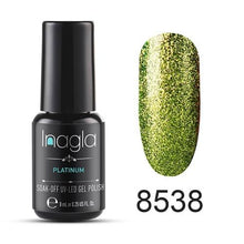 이미지를 갤러리 뷰어에 로드 , Inagla Nail Art 8ml Shining Glitter Starry Platinum Paint Gel Crystal Lacquer Nail Art Soak off Platinum UV LED Gel Nail Polish
