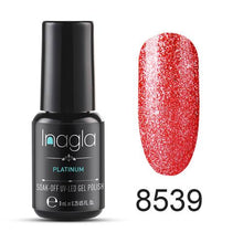 이미지를 갤러리 뷰어에 로드 , Inagla Nail Art 8ml Shining Glitter Starry Platinum Paint Gel Crystal Lacquer Nail Art Soak off Platinum UV LED Gel Nail Polish
