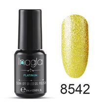 이미지를 갤러리 뷰어에 로드 , Inagla Nail Art 8ml Shining Glitter Starry Platinum Paint Gel Crystal Lacquer Nail Art Soak off Platinum UV LED Gel Nail Polish
