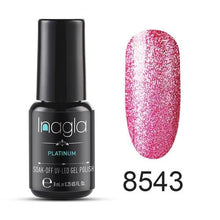 이미지를 갤러리 뷰어에 로드 , Inagla Nail Art 8ml Shining Glitter Starry Platinum Paint Gel Crystal Lacquer Nail Art Soak off Platinum UV LED Gel Nail Polish
