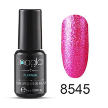 이미지를 갤러리 뷰어에 로드 , Inagla Nail Art 8ml Shining Glitter Starry Platinum Paint Gel Crystal Lacquer Nail Art Soak off Platinum UV LED Gel Nail Polish
