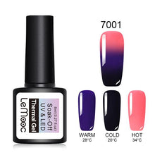 Load image into Gallery viewer, LEMOOC 8ML UV Gel Nail Polish 3 in 1 Thermal Nail Gel Polish Soak Off Semi Permanent Temperature Color Changing Gel Varnish
