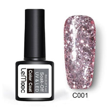 Load image into Gallery viewer, LEMOOC 8ml UV Gel Nail Polish Rose Gold Glitter Sequins Nail Gel Polish Nude Color Gel Varnish Soak Off UV Led Nail Art Laquer
