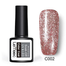 Load image into Gallery viewer, LEMOOC 8ml UV Gel Nail Polish Rose Gold Glitter Sequins Nail Gel Polish Nude Color Gel Varnish Soak Off UV Led Nail Art Laquer
