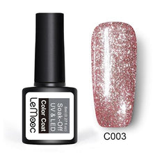 Load image into Gallery viewer, LEMOOC 8ml UV Gel Nail Polish Rose Gold Glitter Sequins Nail Gel Polish Nude Color Gel Varnish Soak Off UV Led Nail Art Laquer
