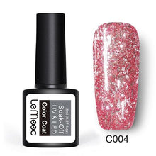 Load image into Gallery viewer, LEMOOC 8ml UV Gel Nail Polish Rose Gold Glitter Sequins Nail Gel Polish Nude Color Gel Varnish Soak Off UV Led Nail Art Laquer
