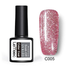 Load image into Gallery viewer, LEMOOC 8ml UV Gel Nail Polish Rose Gold Glitter Sequins Nail Gel Polish Nude Color Gel Varnish Soak Off UV Led Nail Art Laquer
